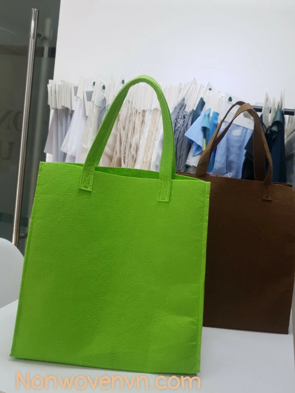 Túi vải xăm kim xanh lá - Green Felt bag — ảnh 5