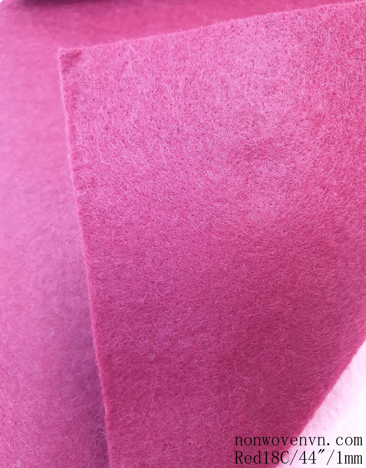 Vải xăm kim màu Đỏ rượu - Needle punched non-woven fabric wine red color — ảnh 2