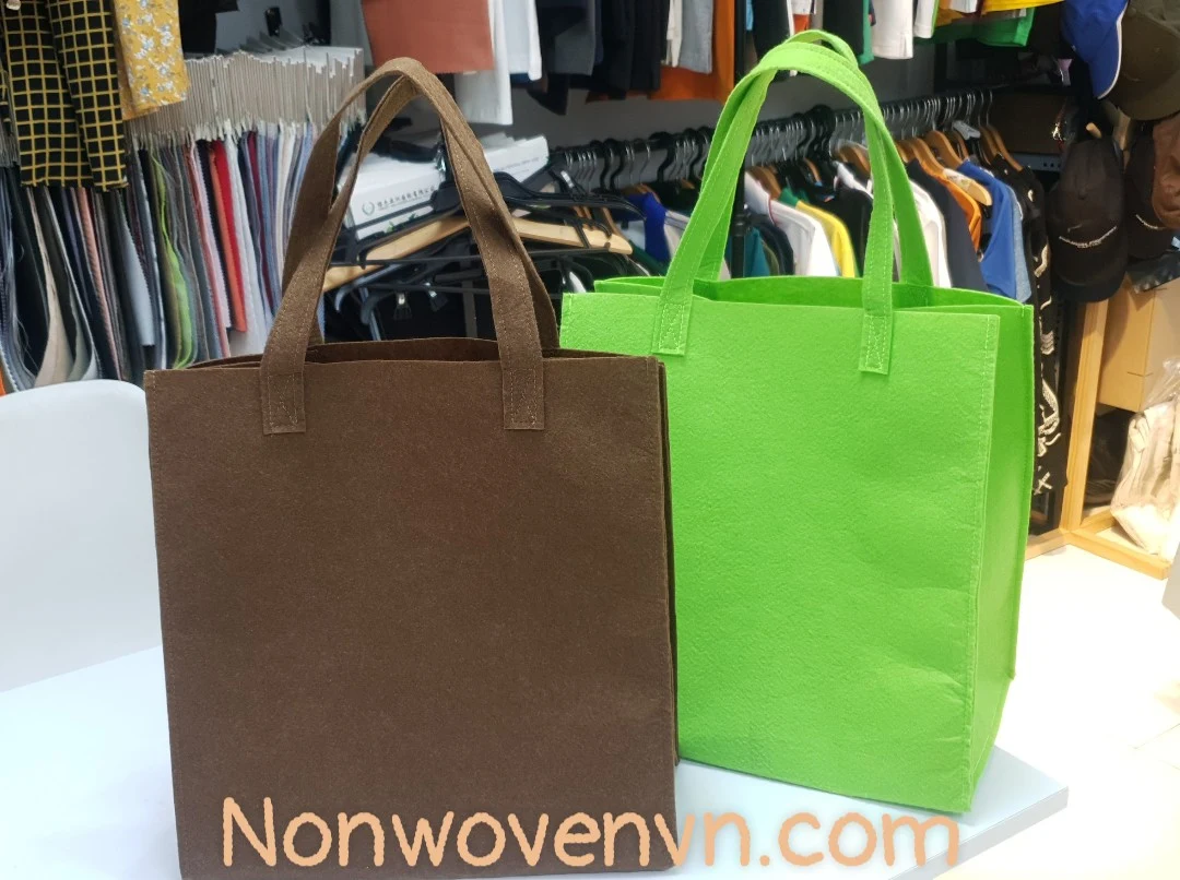 Túi vải xăm kim xanh lá - Green Felt bag — ảnh 4