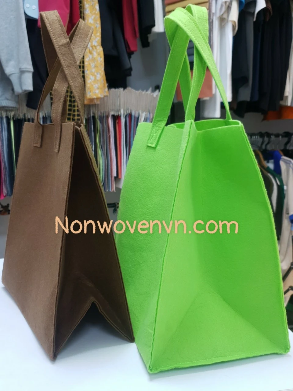 Túi vải xăm kim xanh lá - Green Felt bag — ảnh 6