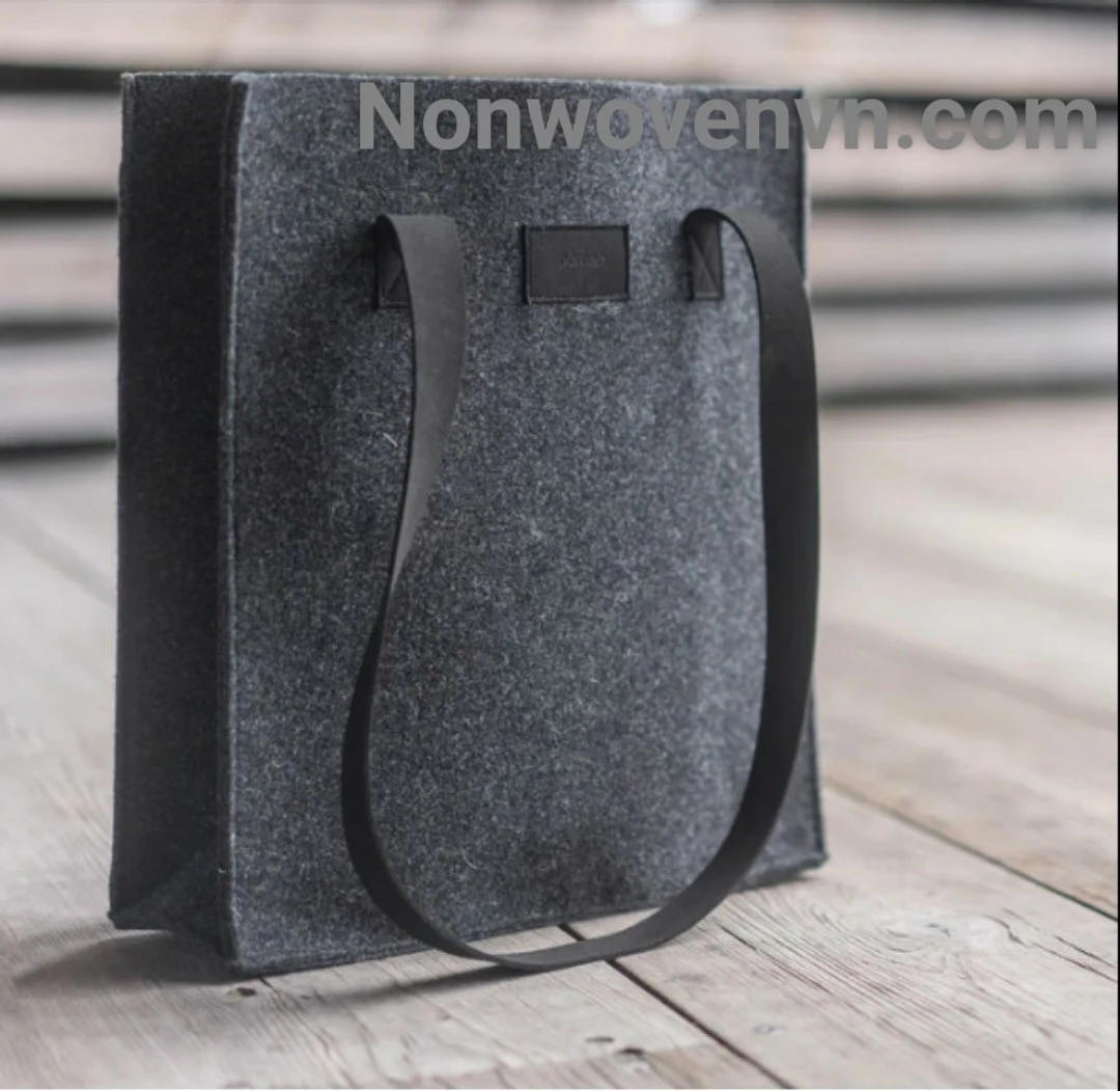 Túi vải xăm kim màu xám - Grey Felt bag — ảnh 3