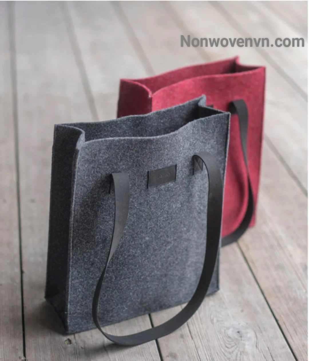 Túi vải xăm kim màu xám - Grey Felt bag — ảnh 2